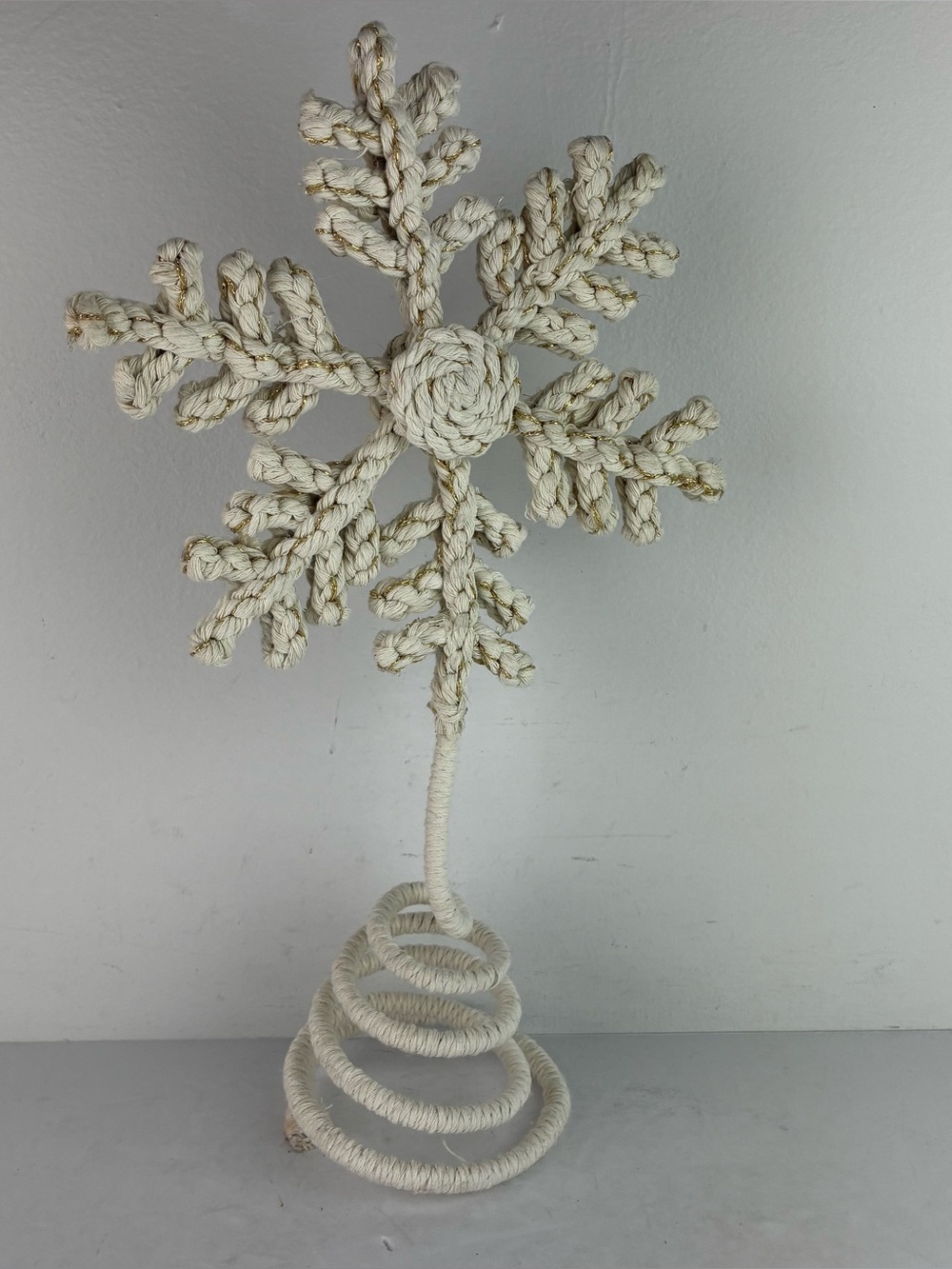 Macrame Boho White Snowflake Christmas Tree Topper